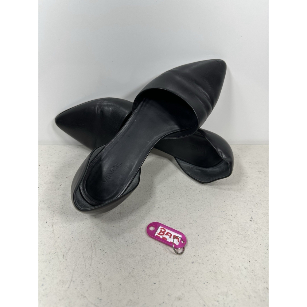 Vince Nina D'orsay Flat Black Leather Flats Sz 8,5